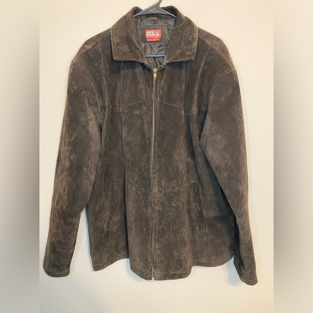 Rare Vintage Red Ranch 100% Genuine Leather Jacket Large Men’s Zip Up Pre owned